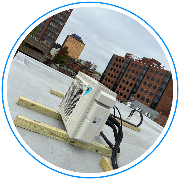 AC unit on top of commercial building