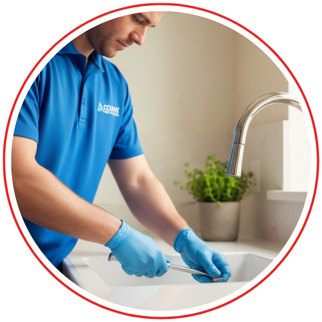 plumber working on kitchen sink