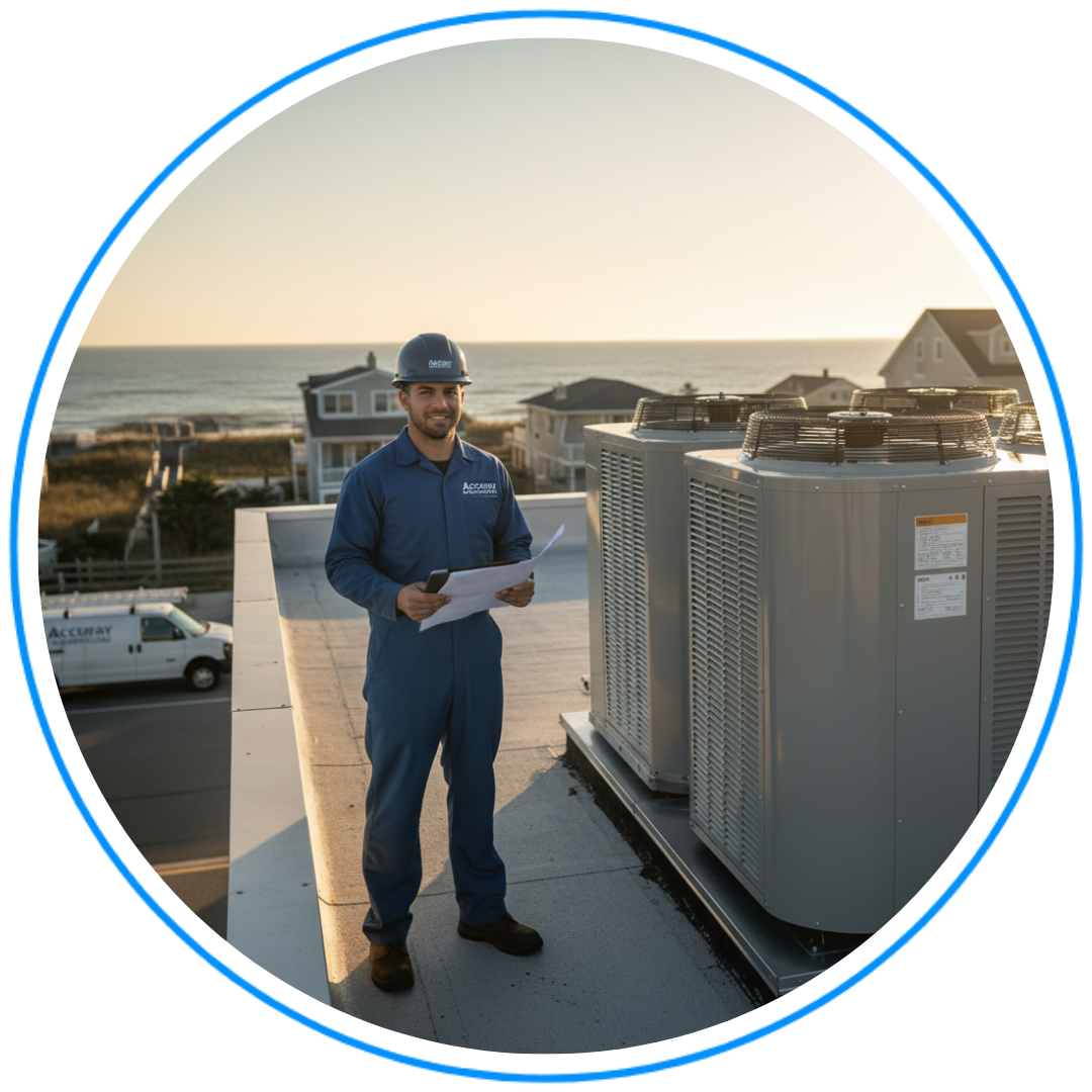 contractor standing next to HVAC equipment