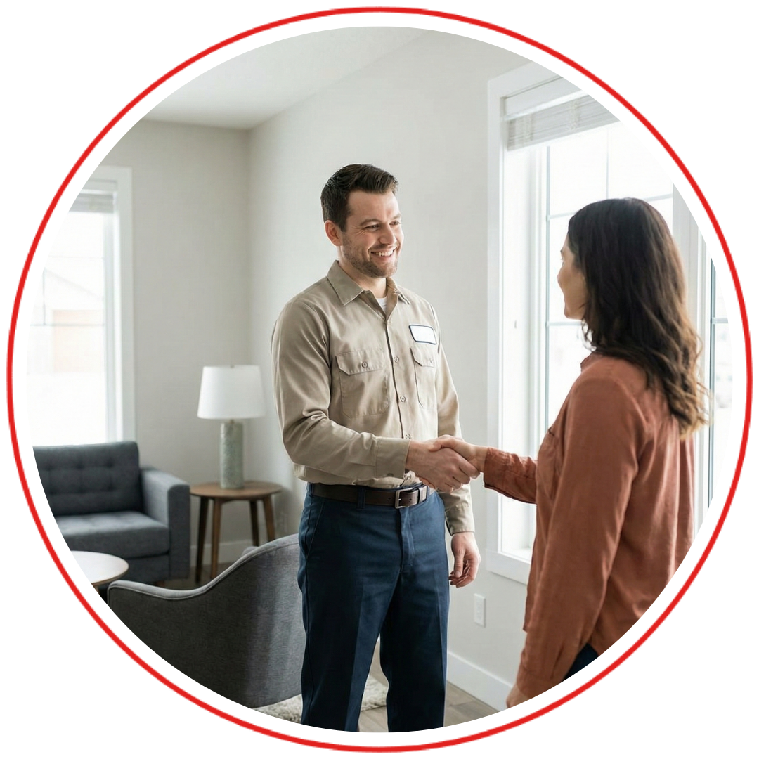 shaking hands with homeowner